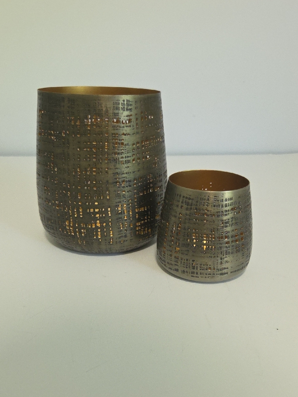 Cost Plus World Market Gold Textured Metal Candle Holders - Set of 2